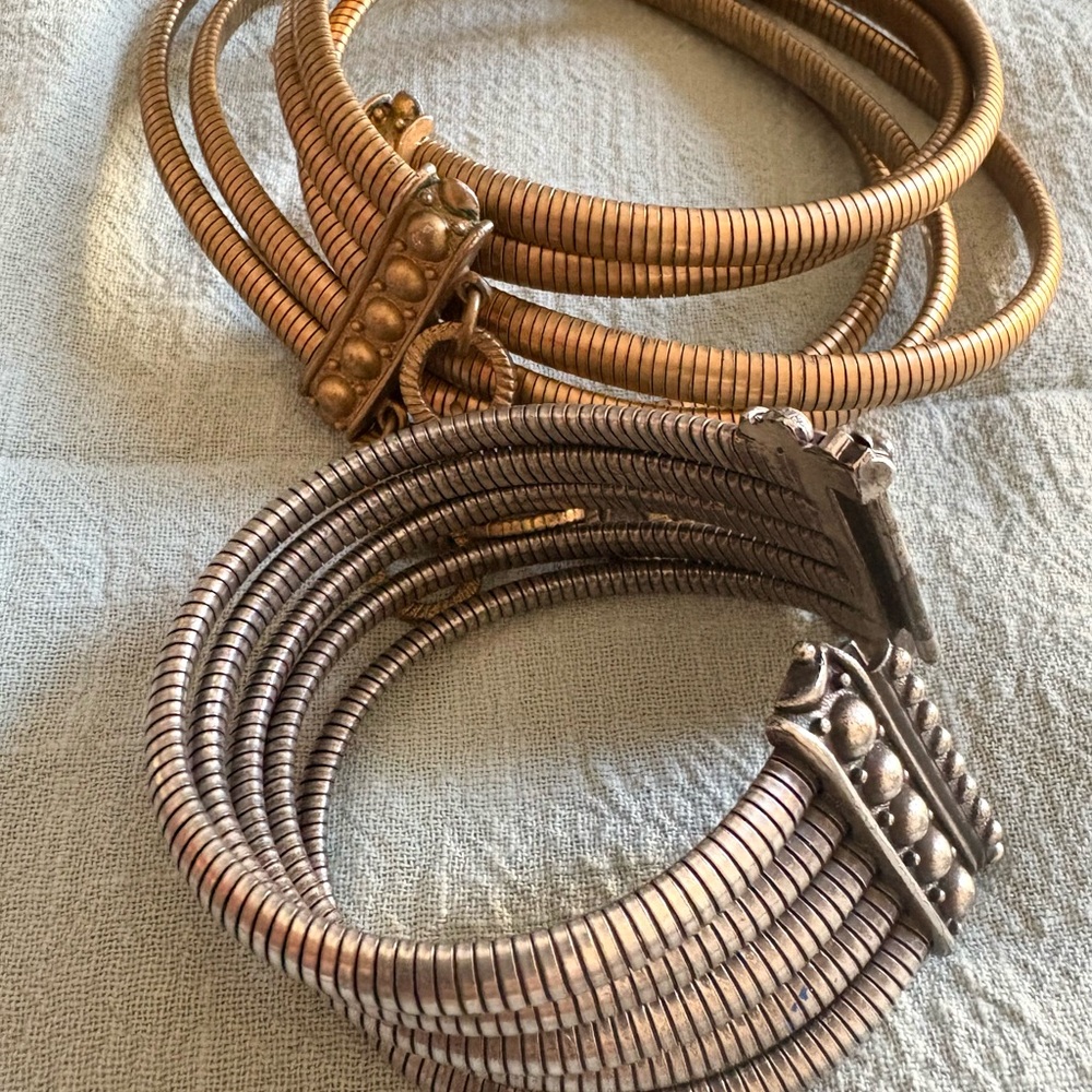 Bronze Coil Bracelet with Chain Detail - Picture 3 of 6
